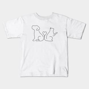 Dog Cat Pets Lover Animals Cute Present Vegan Vegetarian Heart Kids T-Shirt